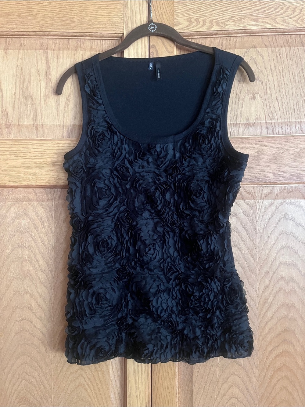 Maurices Black Floral Rosette Sleeveless Tank